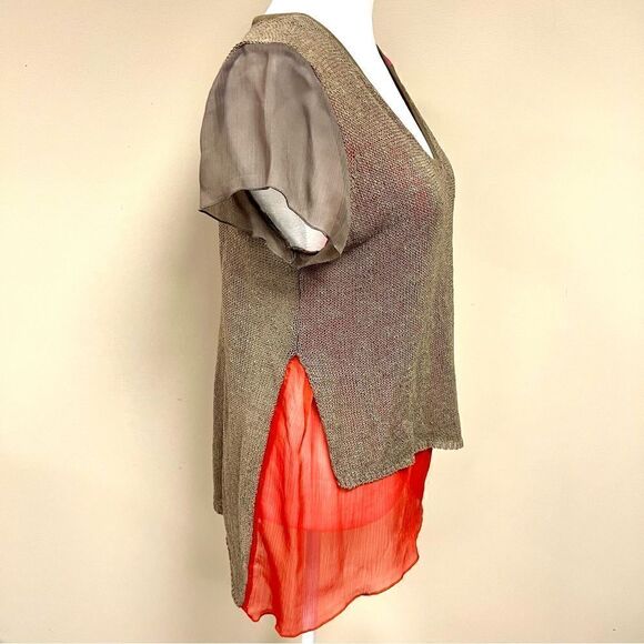 Curio linen blend color blocking top size M - Picture 4 of 7
